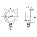 WIKA Pressure Gauge 250 bar, G 1/4 Male, Copper Alloy, Bottom Entry, Stainless Steel, 63mm Dial 9626951