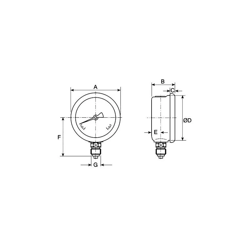 WIKA Pressure Gauge 250 bar, G 1/4 Male, Copper Alloy, Bottom Entry, Stainless Steel, 63mm Dial 9626951