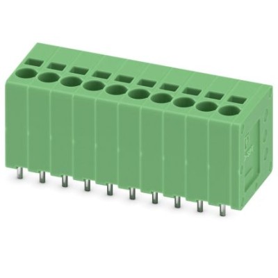 Phoenix Contact PCB Terminal Block 10 Contacts 3.5 mm Pitch 1 Row 24A Spring Cage 400V Polyamide Green SPT 1990931
