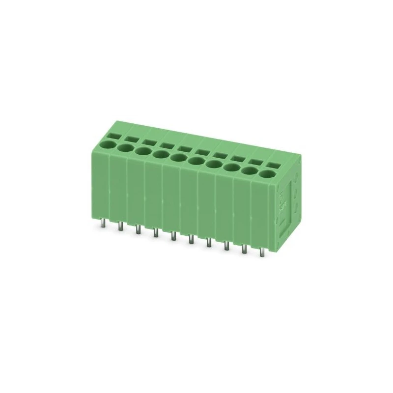 Phoenix Contact PCB Terminal Block 10 Contacts 3.5 mm Pitch 1 Row 24A Spring Cage 400V Polyamide Green SPT 1990931