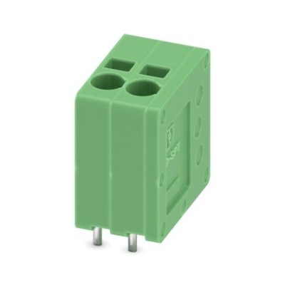 Phoenix Contact SPT 1.5/2-V-3.5 Series PCB Terminal Block, 2 Contacts, 3.5 mm Pitch, Spring Cage, Green, 1990850