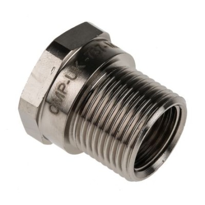 RS PRO Nickel-Plated Brass Conduit Fitting, 20 mm Nominal Size, M20 to M16 Thread, 127-467