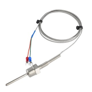 PT100 Temperature Sensor with 250mm Fiberglass Cable, 2-Wire RTD Probe | EnvMart