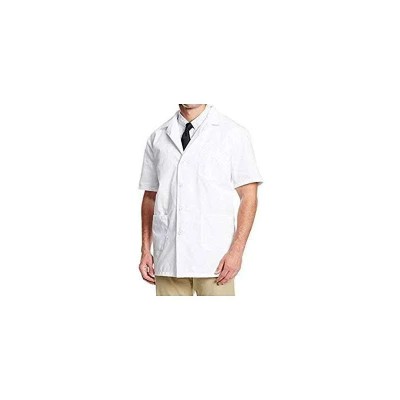 Shakuntla White Cotton Half Sleeve Lab Coat Apron, 3 Pockets, Dual Stitching, Size L