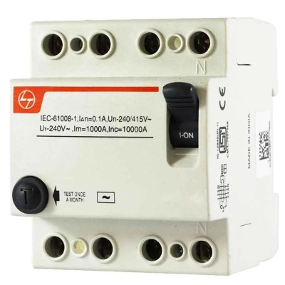 L&T Exora 63A 30mA 4 Pole RCCB BG406303, 415V AC, High Sensitivity, 10kA Breaking Capacity