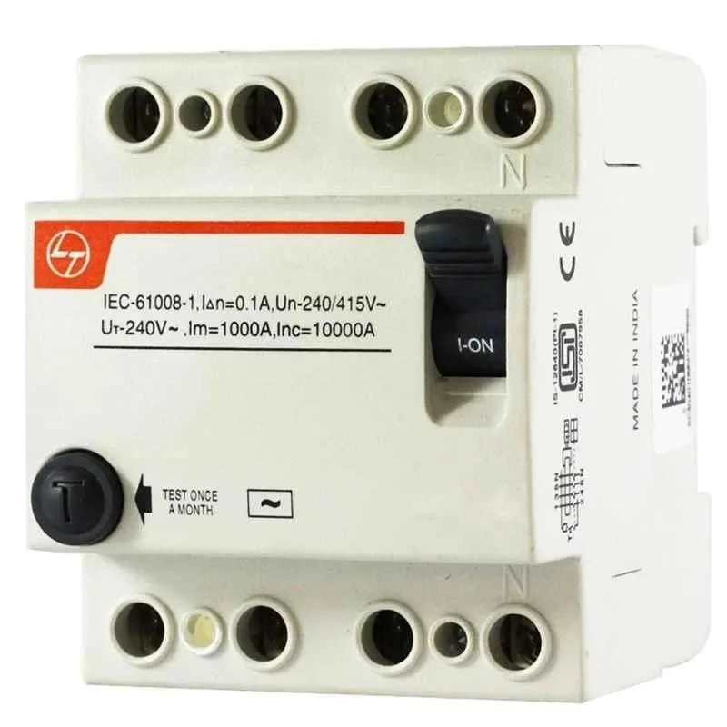 L&T Exora 63A 30mA 4 Pole RCCB BG406303, 415V AC, High Sensitivity, 10kA Breaking Capacity