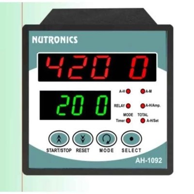 Nutronics Digital Hour Ampere Meter AH-1092 230V AC, Dual Display, ABS Plastic