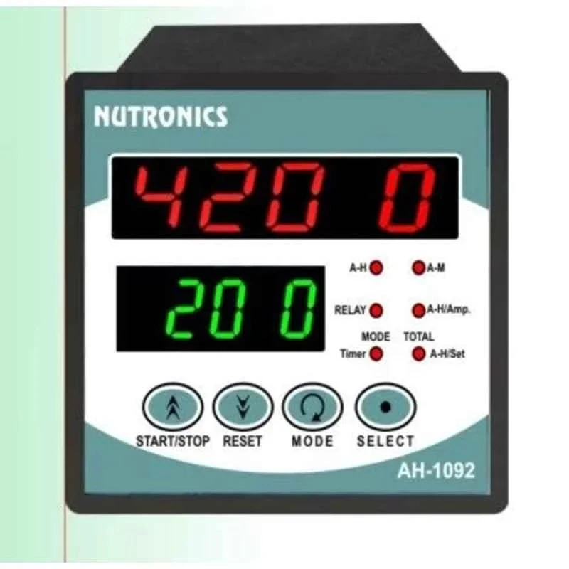 Nutronics Digital Hour Ampere Meter AH-1092 230V AC, Dual Display, ABS Plastic