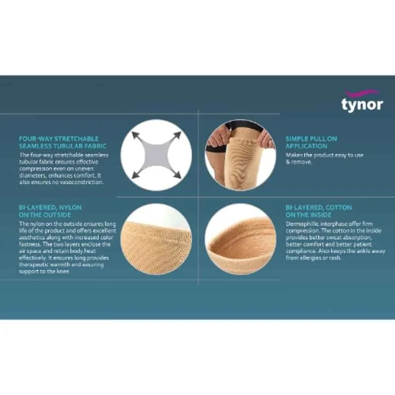 Tynor Knee Cap Pair Medium Size Rubber Spandex Nylon Cotton
