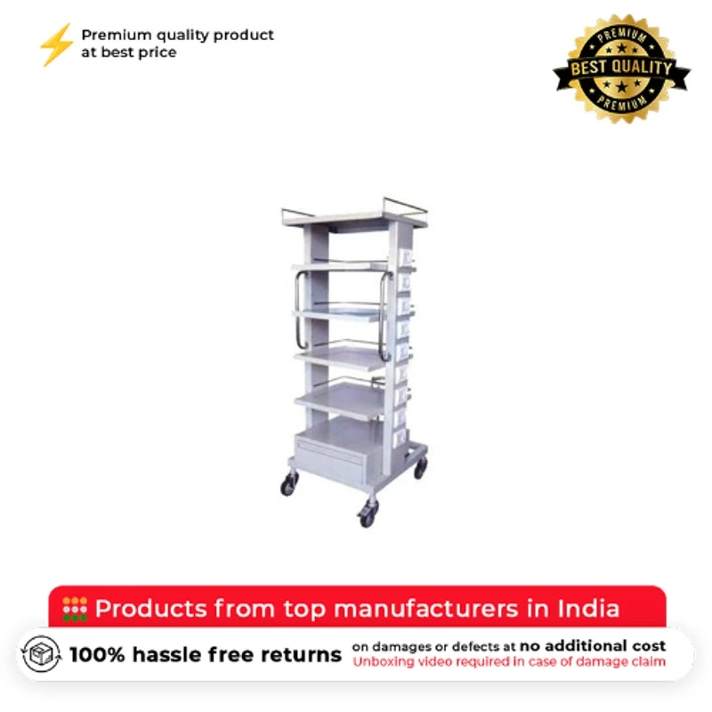Wellton Healthcare Stainless Steel Monitor Trolley, Adjustable Height, WH-566