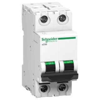 Schneider Electric Acti9 xC60 Double Pole MCB 20A B Curve Breaking Capacity 10 kA A9N2P20B