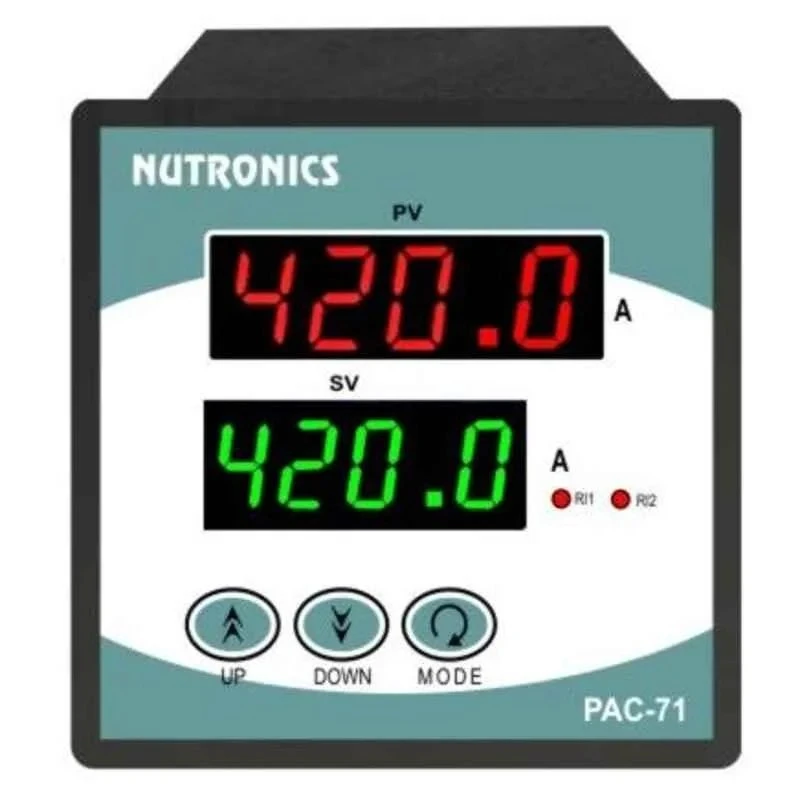 Nutronics Digital Panel Ampere Meter PAC-71, Dual Display, 230V AC, 0-200 µA/0-200 mA/0-2000 A Selectable AC/DC