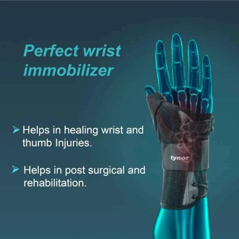 Tynor Wrist Splint with Thumb Support, Size S, Black, Polyester & Aluminium,