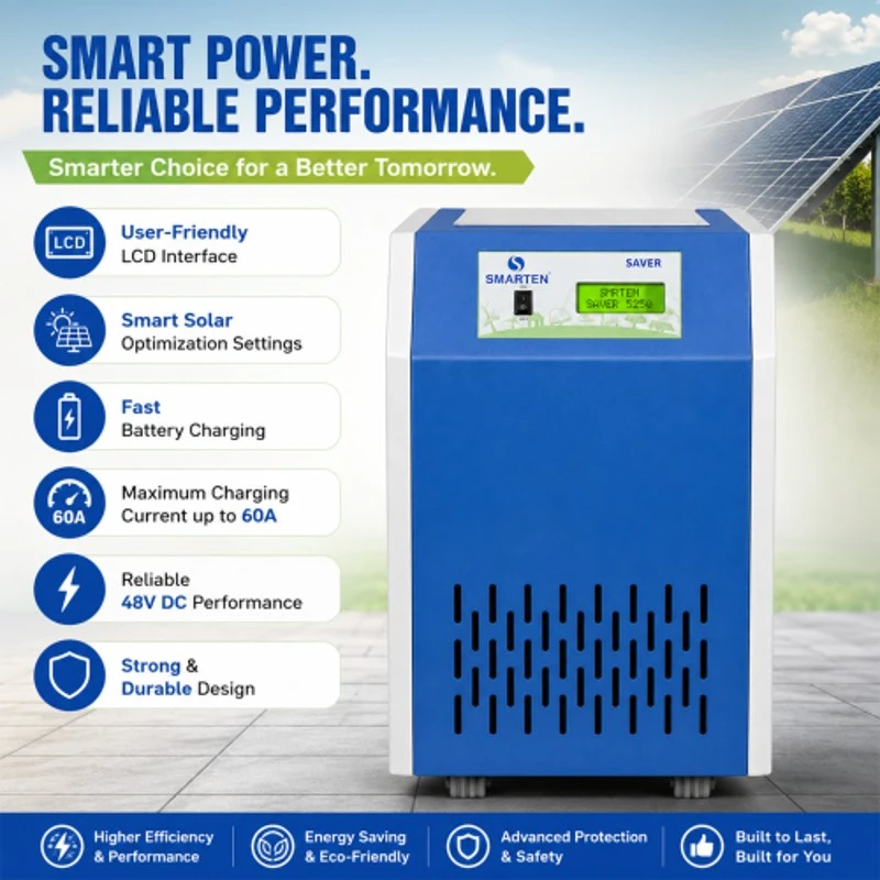 Smarten Saver Solar PCU 5250VA 48V LCD Display Pure Sine Wave Supports up to 3500W Solar Panels