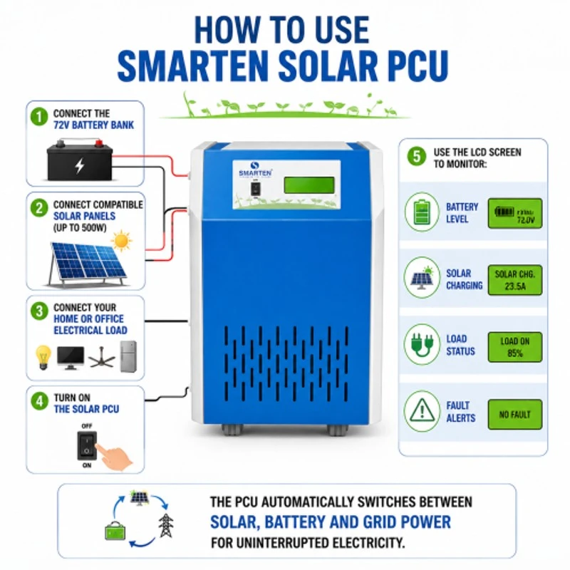 Smarten Saver 6000VA 72V Solar PCU with LCD Display, Pure Sine Wave, Supports up to 4500W Solar Panels