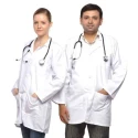 Shakuntla White Cotton Unisex Full Sleeve Apron Lab Coat Size S