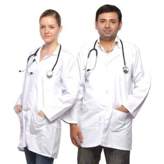 Shakuntla White Cotton Unisex Full Sleeve Apron Lab Coat Size S