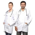Shakuntla White Cotton Unisex Full Sleeve Apron Lab Coat Size S