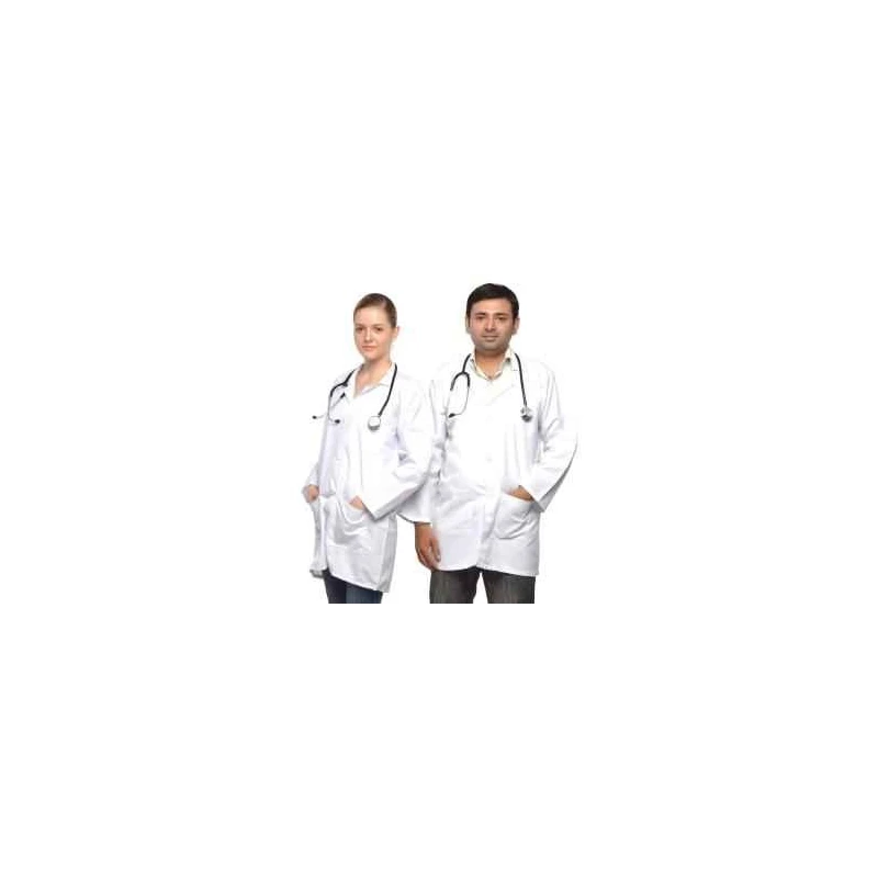 Shakuntla White Cotton Unisex Full Sleeve Apron Lab Coat Size S