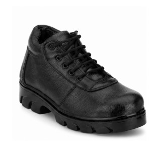 Rigau Black Leather Steel Toe Safety Shoes Size 10, PU Sole, ISI Certified 1084