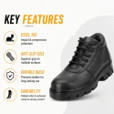 Rigau Black Leather Steel Toe Safety Shoes Size 10, PU Sole, ISI Certified 1084