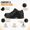 Rigau Black Leather Steel Toe Safety Shoes Size 10, PU Sole, ISI Certified 1084