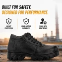 Rigau Black Leather Steel Toe Safety Shoes Size 10, PU Sole, ISI Certified 1084