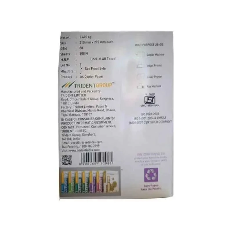 Trident Royal Touch A4 80 GSM Copier Paper Pack of 3, 500 Sheets per Ream, White