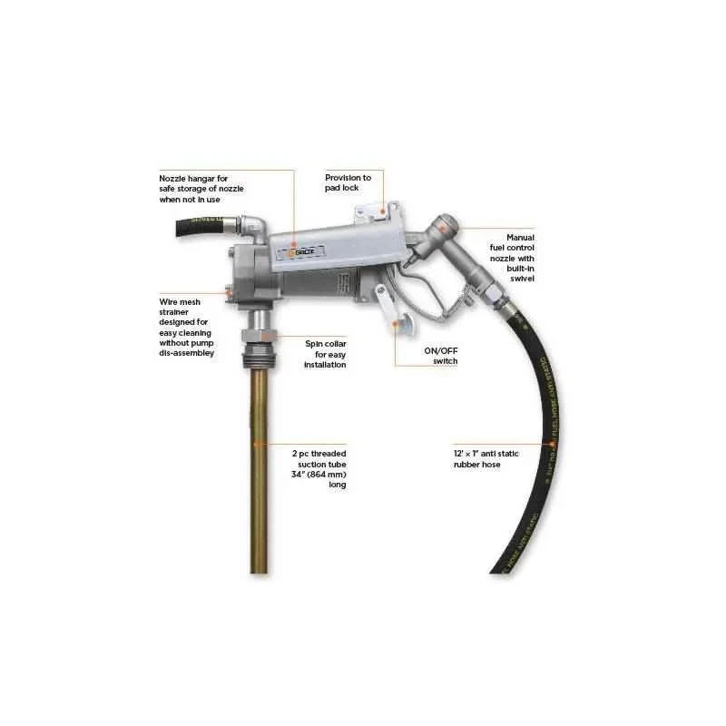 Groz 12V DC Heavy Duty Explosion Proof High Flow Electric Fuel Pump with Fuel Meter & Filter FPM/12/HF/FMT/D