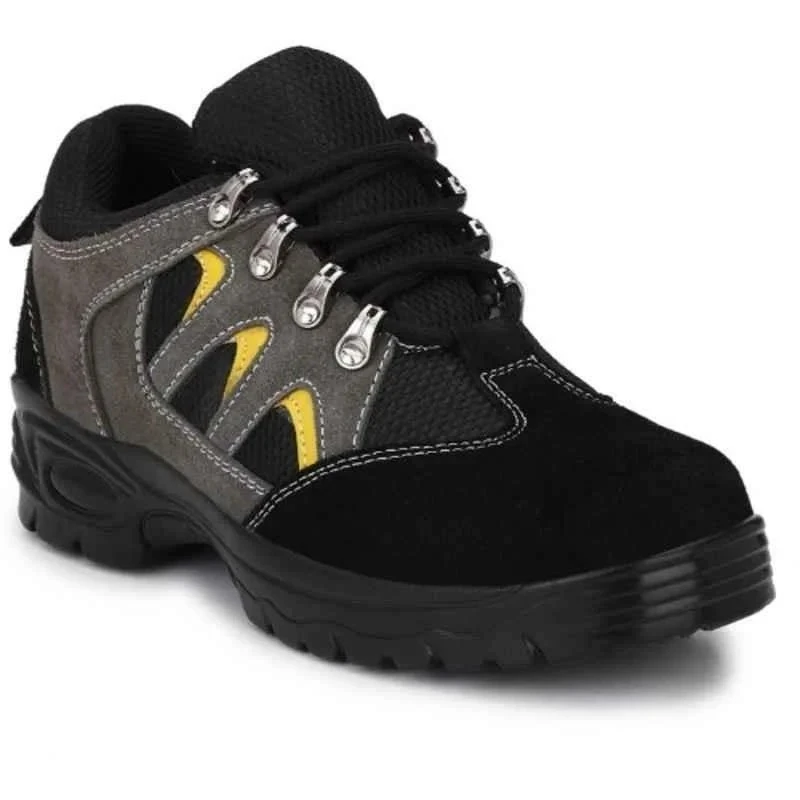 Graphene Leather Steel Toe Safety Shoes, Black & Grey, Size 8 R 503