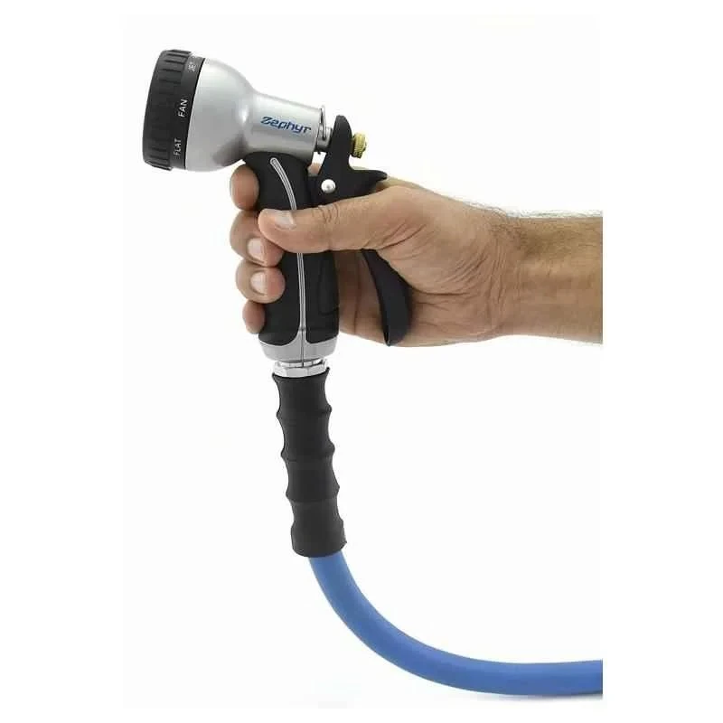 Zephyr 9 Modes High Performance Water Spray Gun Metal Construction, Chrome Finish, 300 PSI, Taiwan,