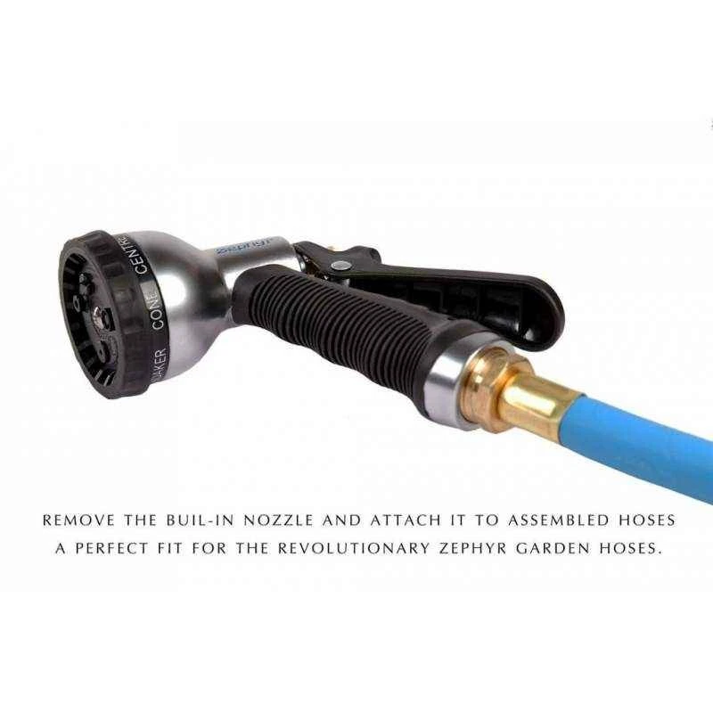 Zephyr 9 Modes High Performance Water Spray Gun Metal Construction, Chrome Finish, 300 PSI, Taiwan,