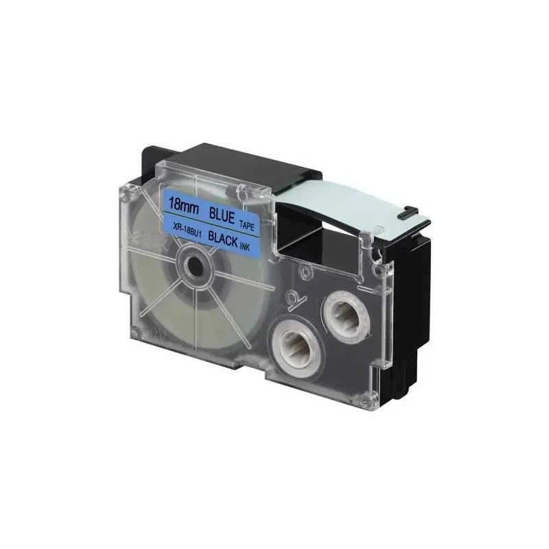 Casio XR-18BU1 Label Printer Tape Cartridge 18mm Black on Blue 8m