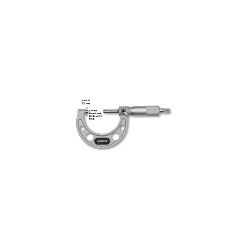 Groz 4-5 Inch Outside Micrometer, Hardened Spindle, Satin Chrome Finish, MM/4-5