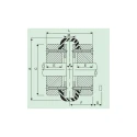 Fenner Fenaflex Tyre Coupling with B Flange Pilot Bore F40, 4 Pin, Max Bore 30 mm, Maintenance-Free