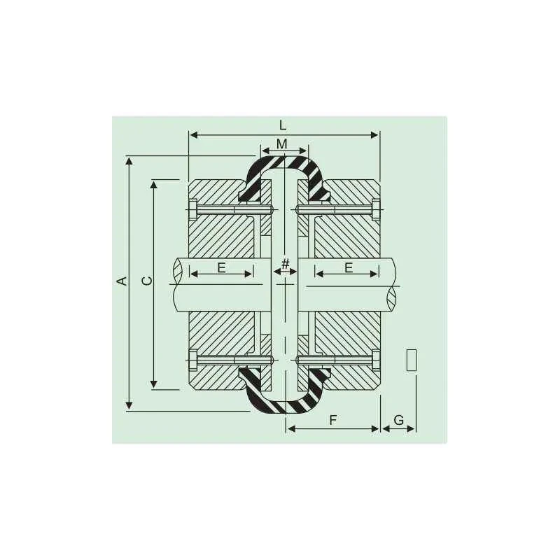 Fenner Fenaflex Tyre Coupling with B Flange Pilot Bore F40, 4 Pin, Max Bore 30 mm, Maintenance-Free