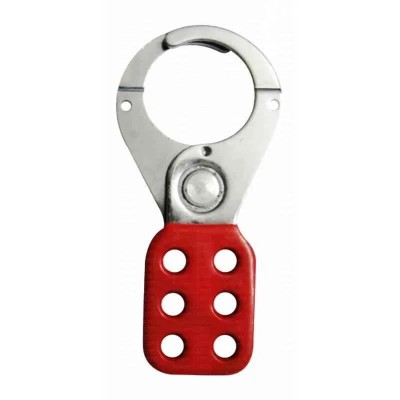 Asian Loto Red Vinyl Coated Safety Lockout Hasp, Jaw Size 38 mm, Small, Pack of 5, ALC-CHPV-R