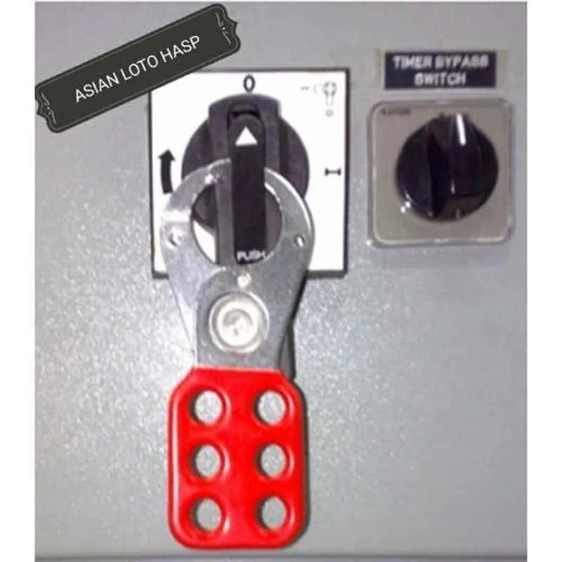 Asian Loto Red Vinyl Coated Safety Lockout Hasp, Jaw Size 38 mm, Small, Pack of 5, ALC-CHPV-R