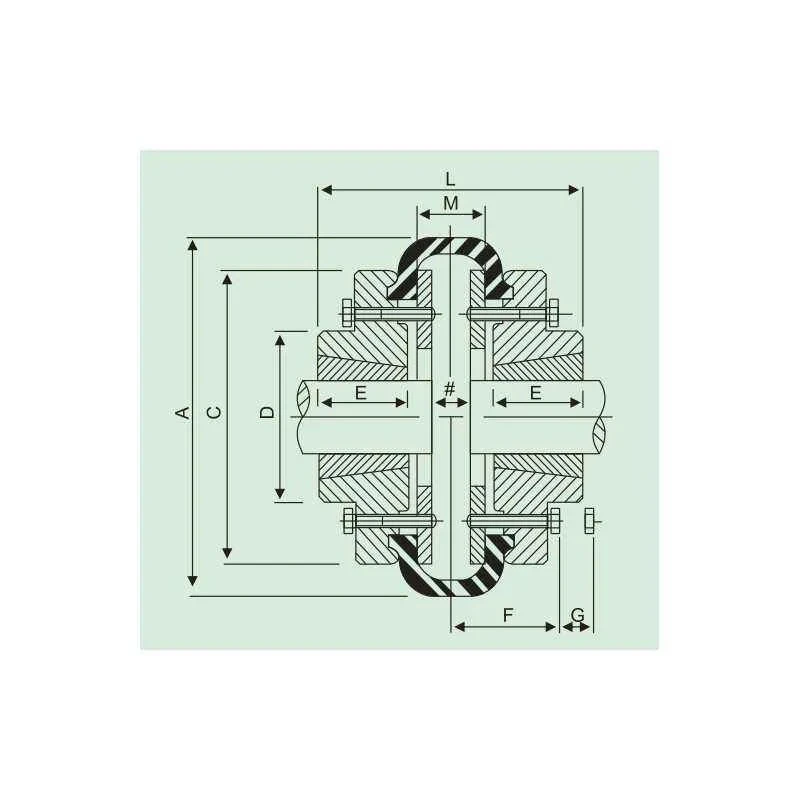 Fenner Fenaflex Tyre Coupling with F Flange Taper Lock, Max Bore 60 mm, 6 Pins, ATEX Approved, F100
