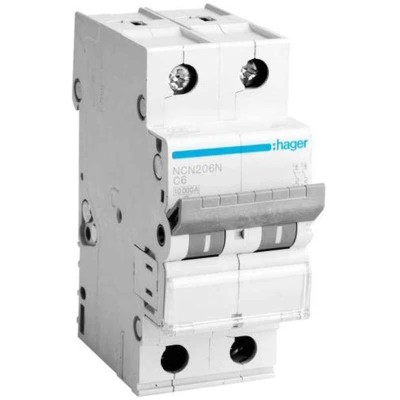 Hager Double Pole C Curve h3 MCB 50A NCN250N Breaking Capacity 10 kA