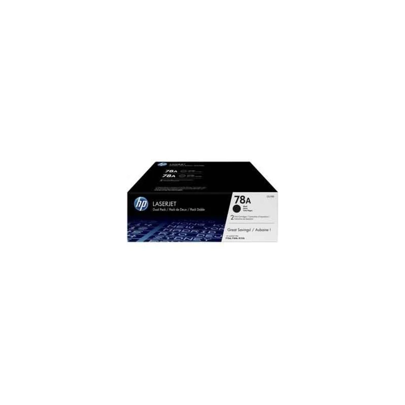 HP 78A Dual Pack Black Original LaserJet Toner Cartridges CE278AF, Black, Page Yield 2100 Pages
