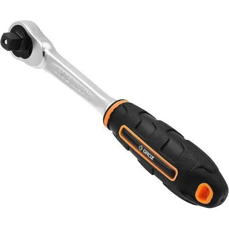 Groz 3/8 inch Slim Line Ratchet Handle 199mm, 270 Nm Torque, Chrome Vanadium, RTD/SL/3-8/UG