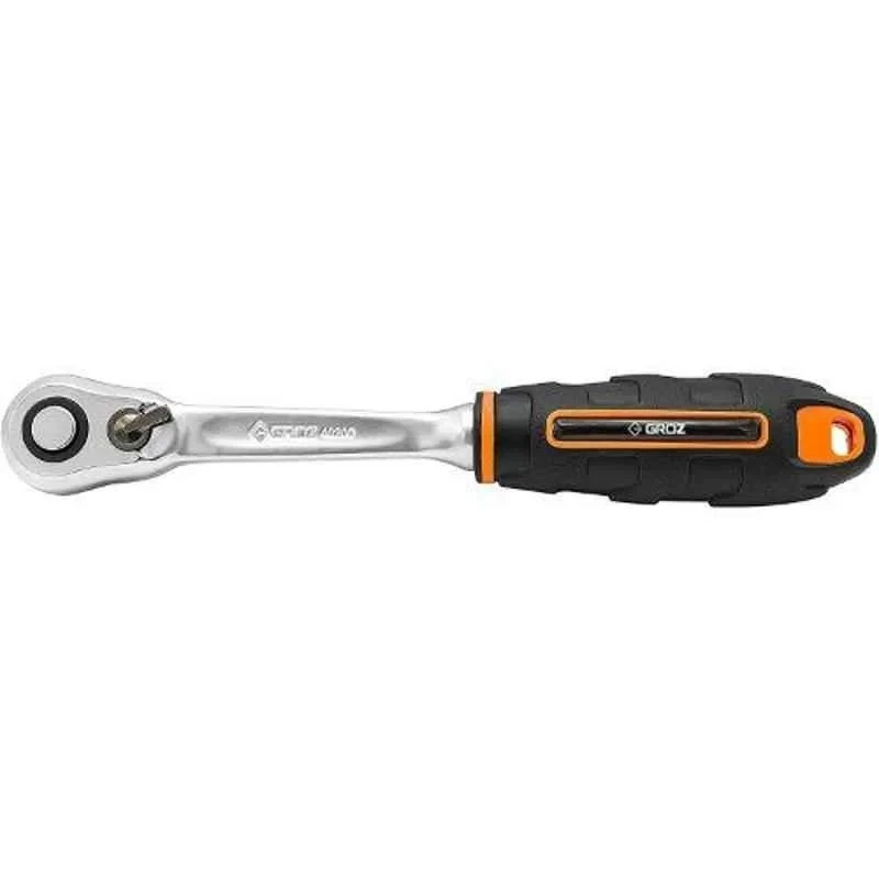 Groz 3/8 inch Slim Line Ratchet Handle 199mm, 270 Nm Torque, Chrome Vanadium, RTD/SL/3-8/UG