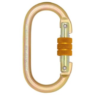Karam Golden Yellow Galvanized Finish Alloy Steel Screw Locking Karabiner, Pack of 5, PN 112