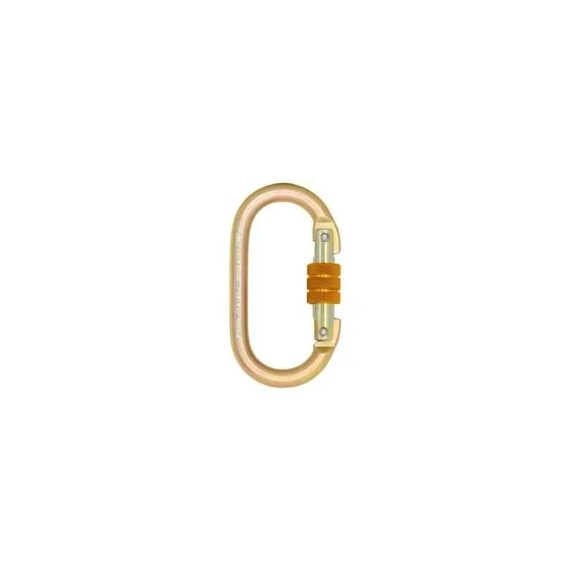 Karam Golden Yellow Galvanized Finish Alloy Steel Screw Locking Karabiner, Pack of 5, PN 112