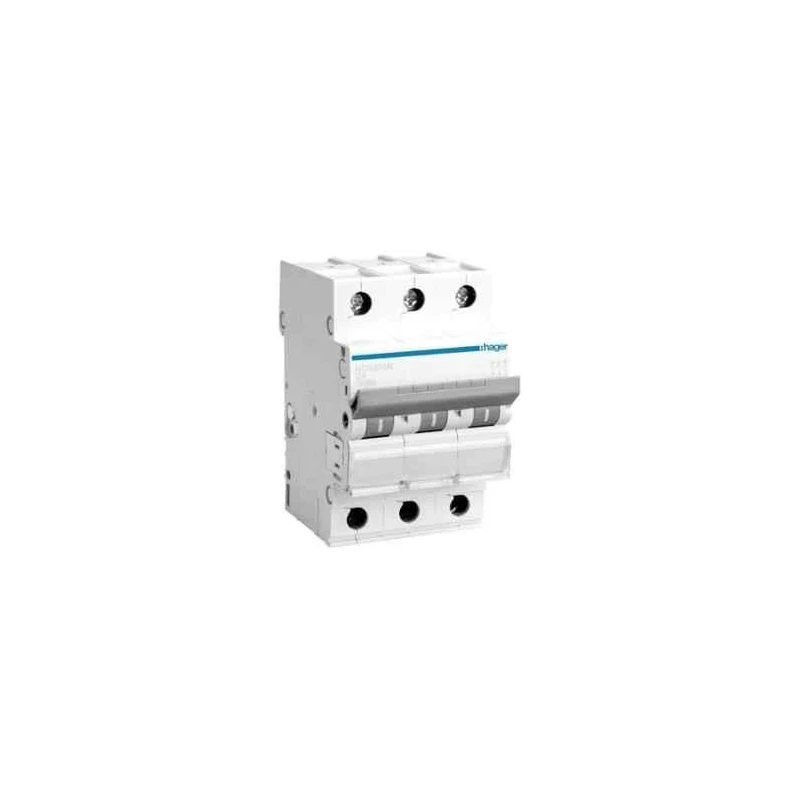 Hager Three Pole C Curve MCB 63A 10kA h3 Series NCN363N