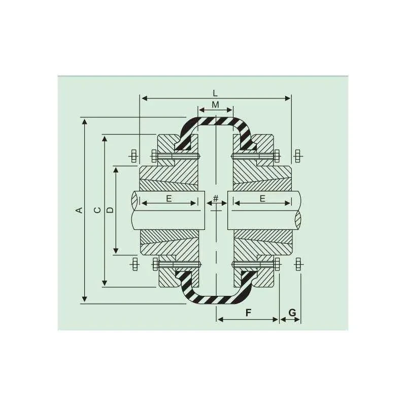Fenner Fenaflex Tyre Coupling with F Flange and Taper Lock, 8 Pin, Max Bore 90 mm, F140