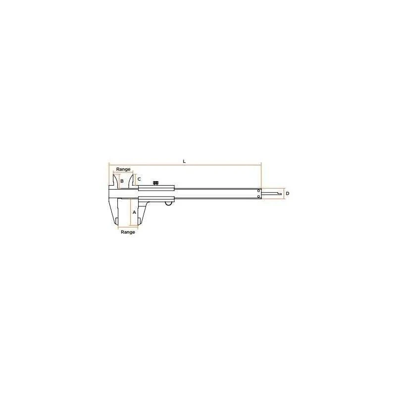 Groz Vernier Caliper 0-200mm Range, ±0.03 mm Accuracy, Stainless Steel, VNC/8