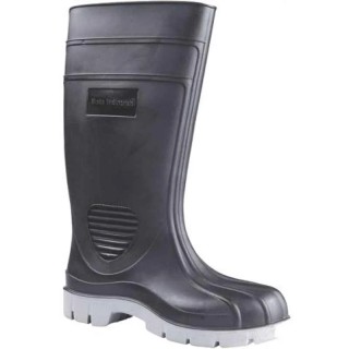 Bata Industrials Rhino(802-6224) Fibre Toe Gumboots, Black & Grey, Size 9, PVC Single Density Sole, IS 15298 Certified