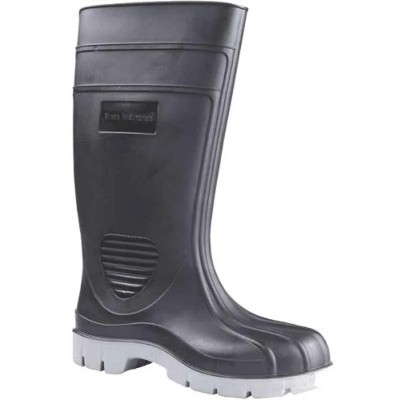 Bata Industrials Rhino(802-6224) Fibre Toe Gumboots, Black & Grey, Size 9, PVC Single Density Sole, IS 15298 Certified